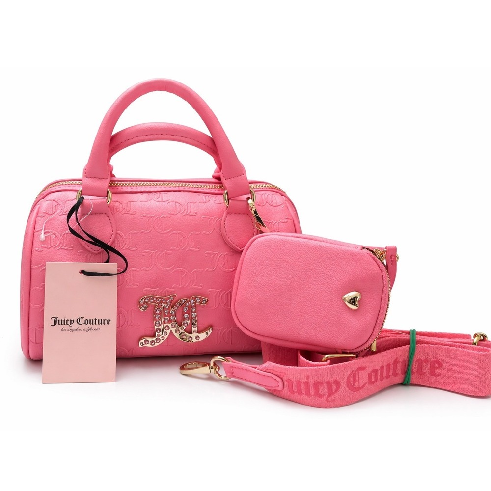 Juicy Couture All About That Bling Satchel Pink Lemonade Monogram Bag New